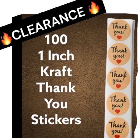 100 Pack Kraft Thank You Stickers 1 Inch PRICE IS FIRM - Picture 1 of 3